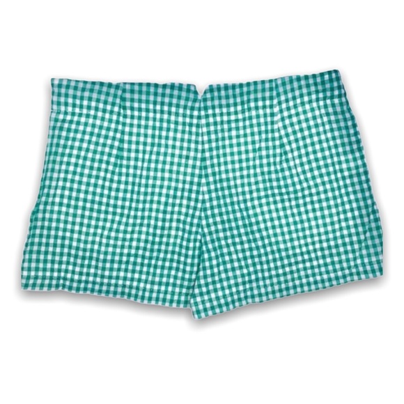 Max Studio Green White Check Plaid Mini Shorts 4 - Picture 4 of 7